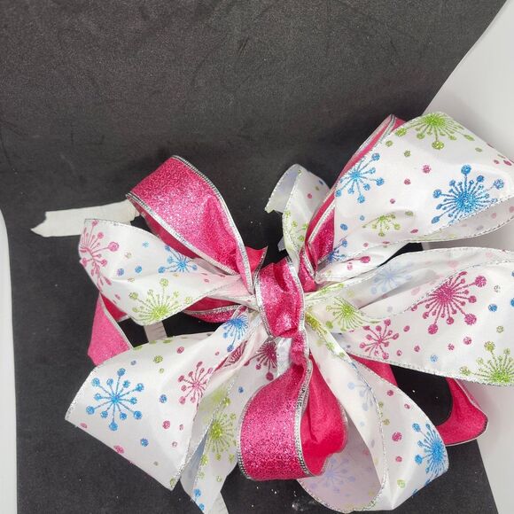 Hand Crafted Pink and White Decorative Bow - Picture 1 of 6